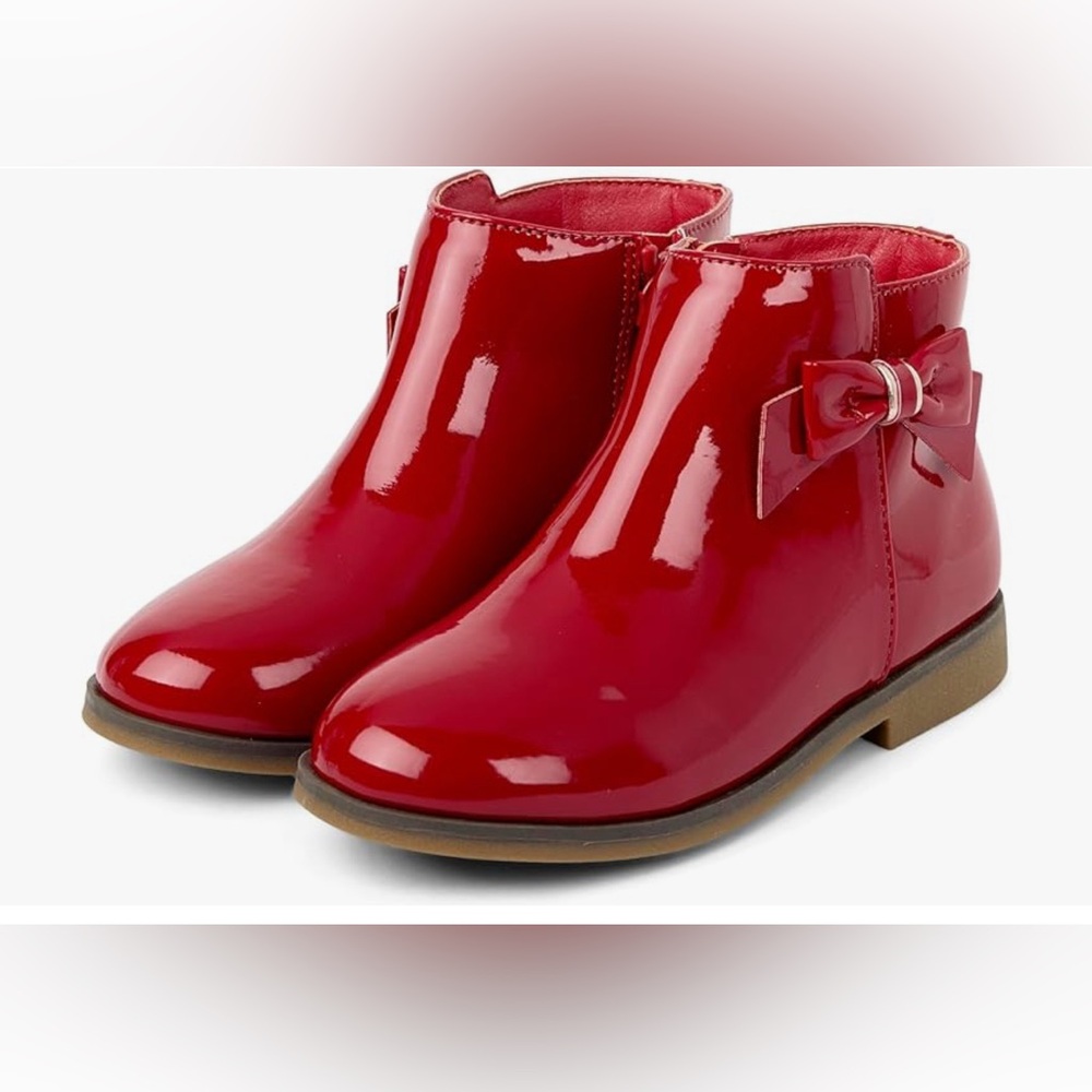 Gymboree girls Faux Leather Ankle Boot with Flat Sole and Closed Toe